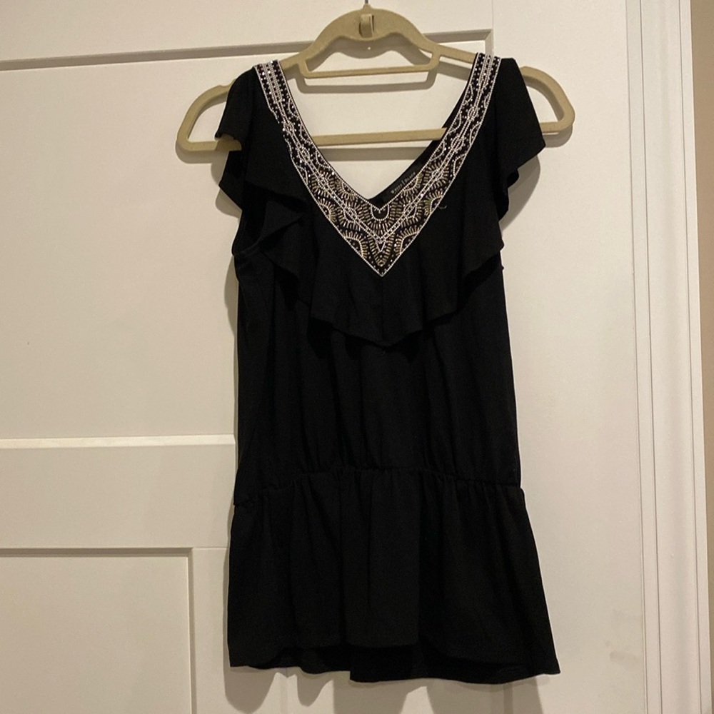 White House Black Market top, size small, v-neck beaded detail